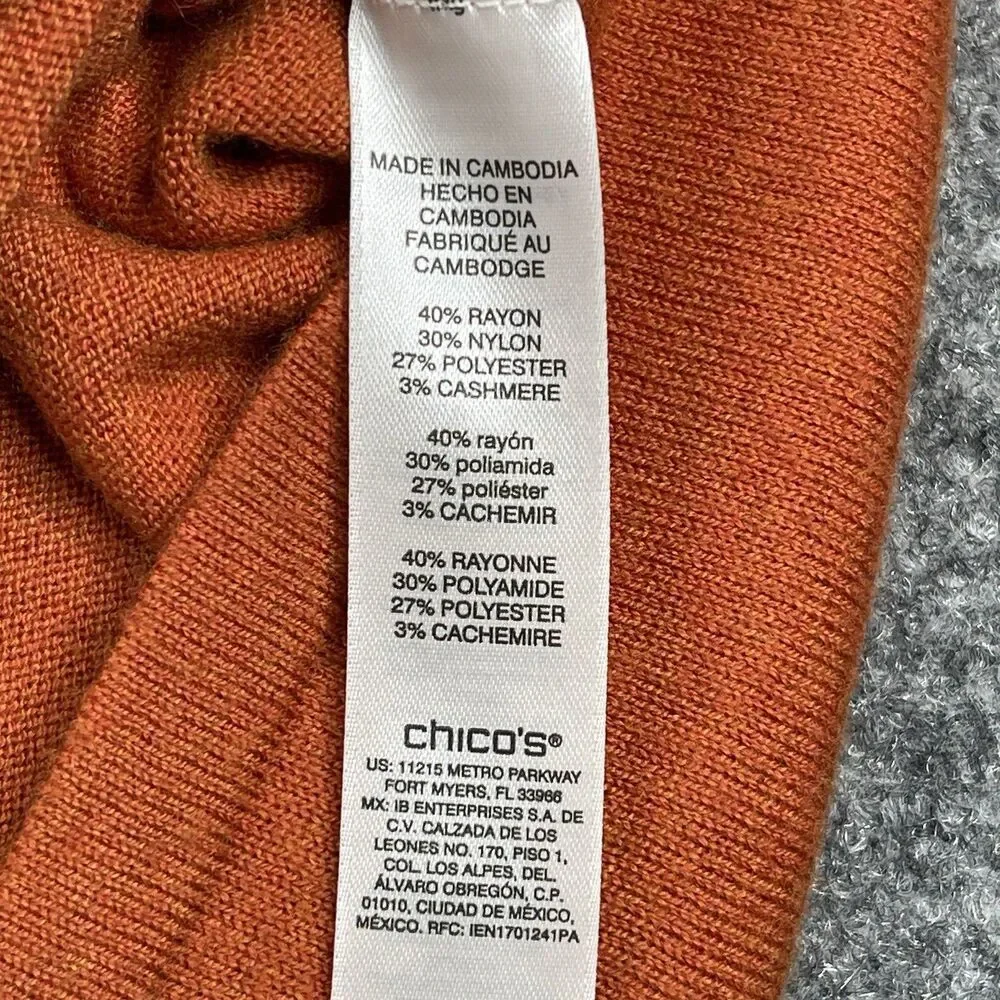 Chicos Sweater Sz 2 Womens Size Large Touch Of Cashmere Colorblock Side Tie